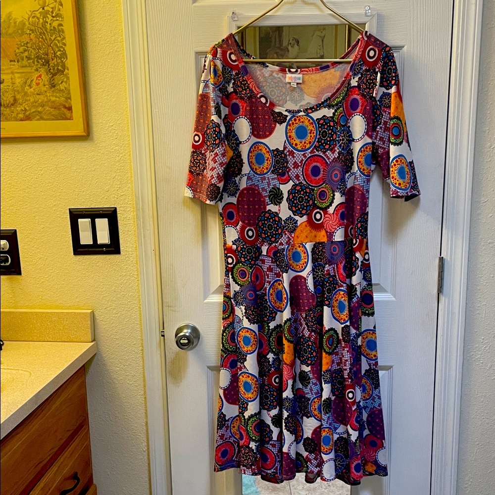 LuLaRoe Multicolor Geometric Midi Dress